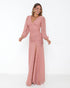 VESTIDO MANGA LONGA DRAPEADO TULE TRABALHADO PETRA FINA ROSE M